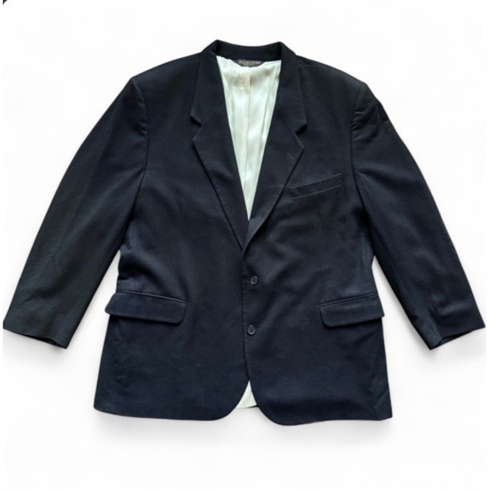 VTG Ashford & Banks 100%‎ Cashmere Blazer Black Mens 50R Made In USA Luxury